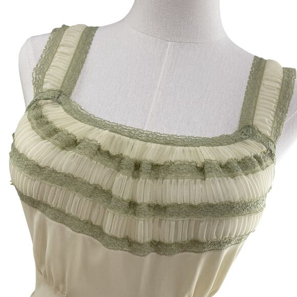 Vintage 50s Pinehurst Lingerie Green Nylon Lacy Chiffon Pinup Nightgown Size 32 - Picture 3 of 10